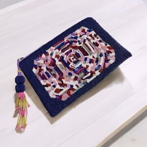 RARE Ashley Longshore Beaded Pouch  “ALWAYS ASK FOR MORE…” -10.5 W x 7.5H